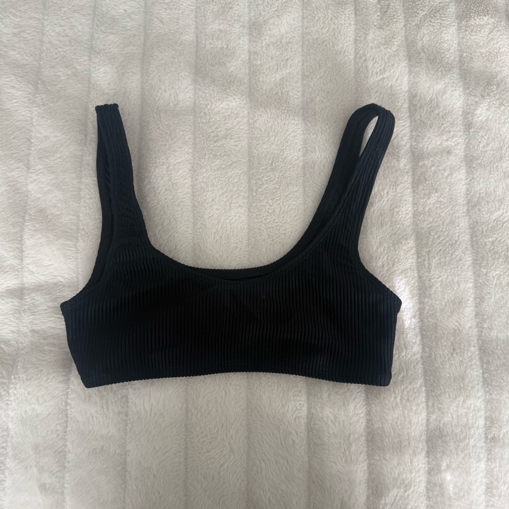 Frankie’s Bikinis Black Ribbed Bikini Top